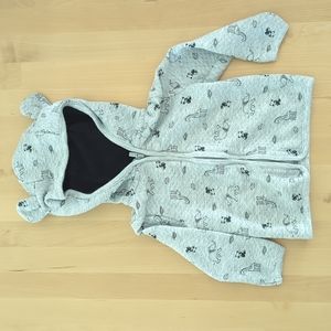 Carter's Quilted Zip-Up Hoodie with Ears and All-Over Animals Graphic sz 12M